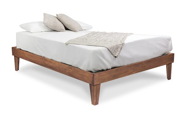 wood bed frame with mattress